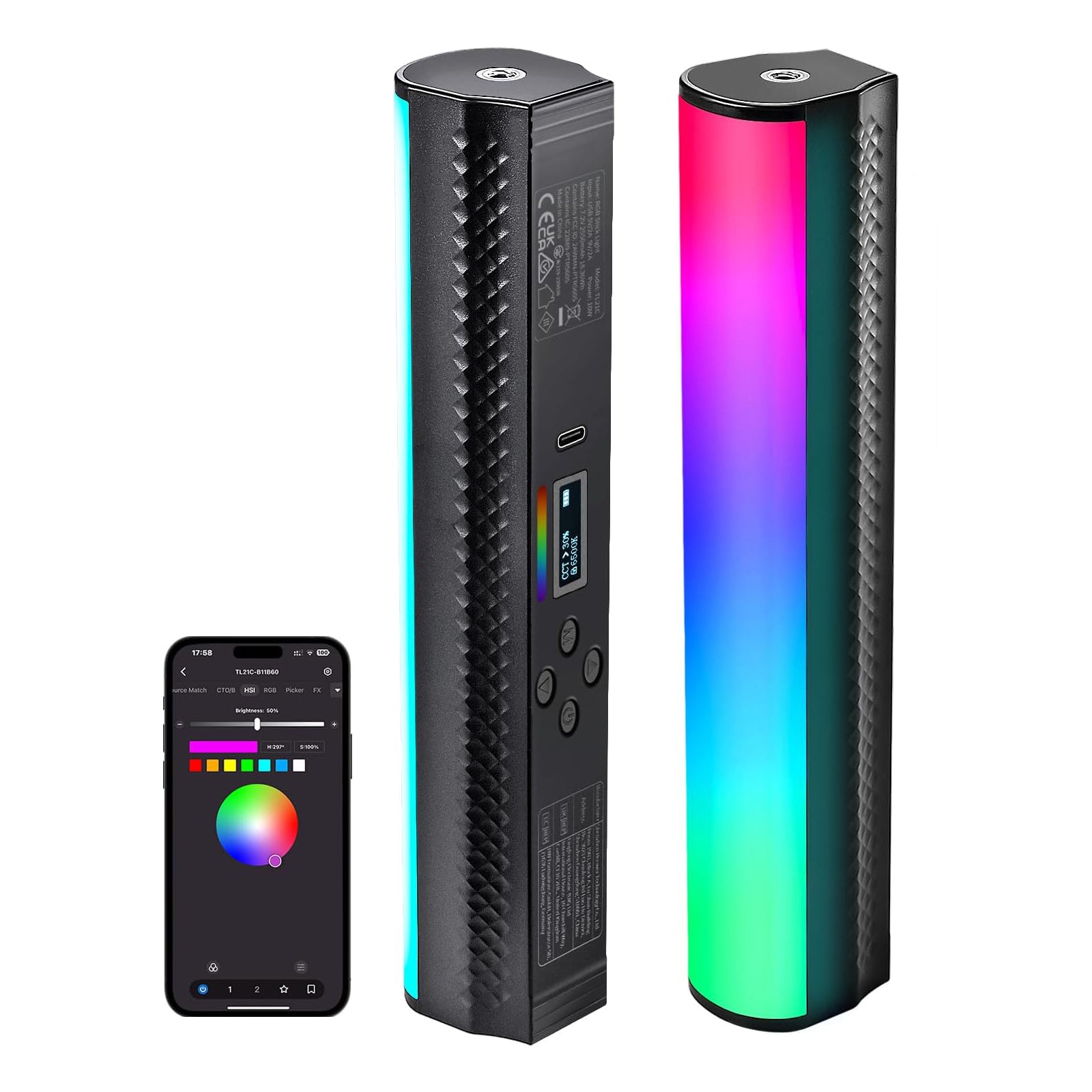 neewer-00520-1.jpg NEEWER TL21C RGB Magnetic Light Wand with APP Control