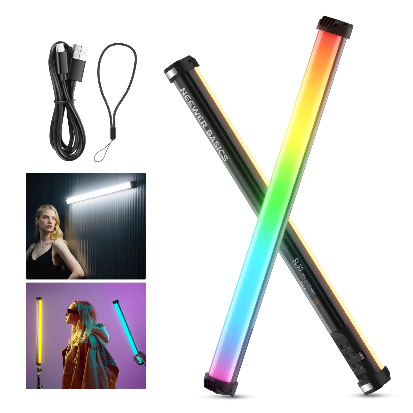 neewer-00517-1.jpg NEEWER BASICS SL50 21" Magnetic Handheld RGB Light Wand