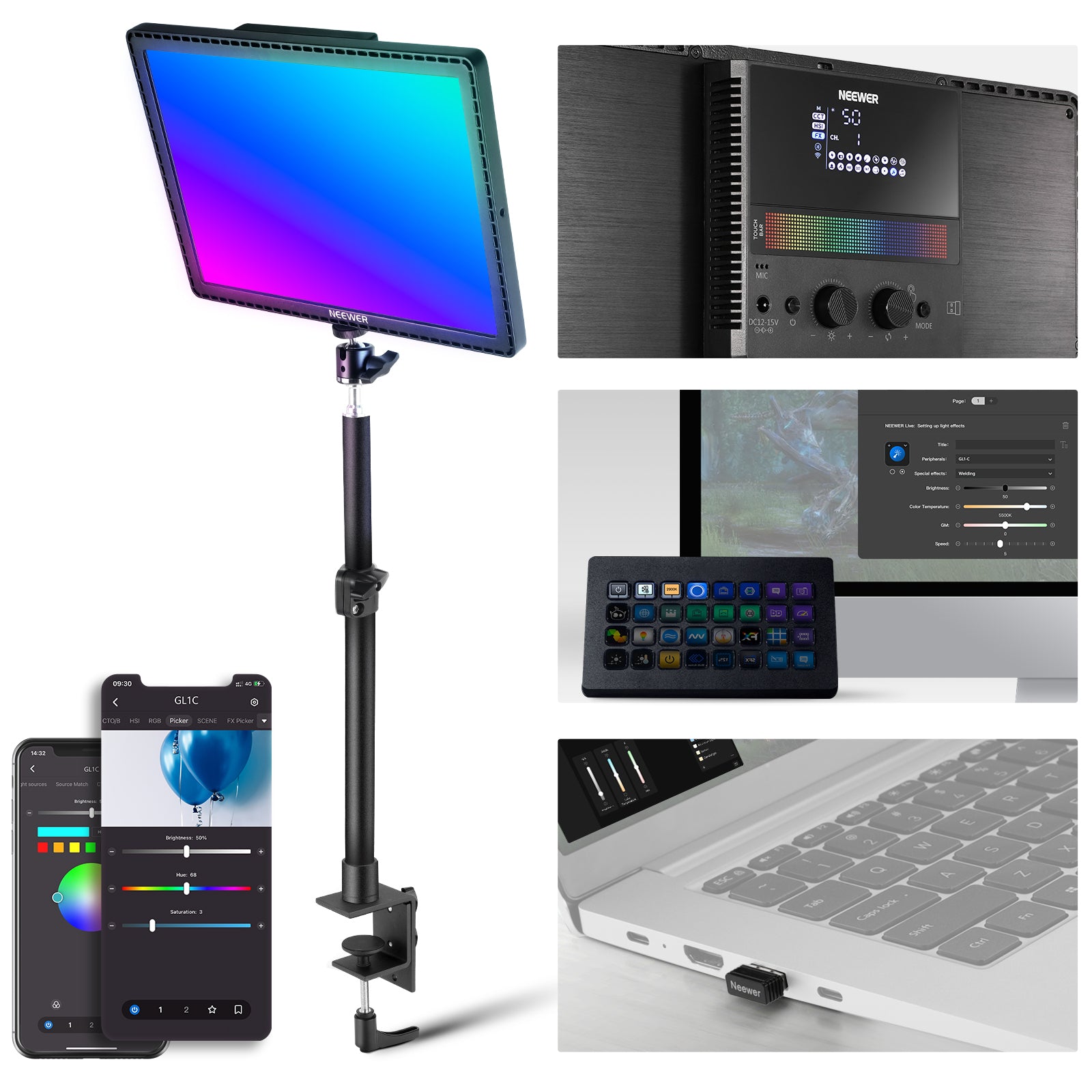 neewer-00521-1.jpg NEEWER GL1C RGB LED Streaming Light
