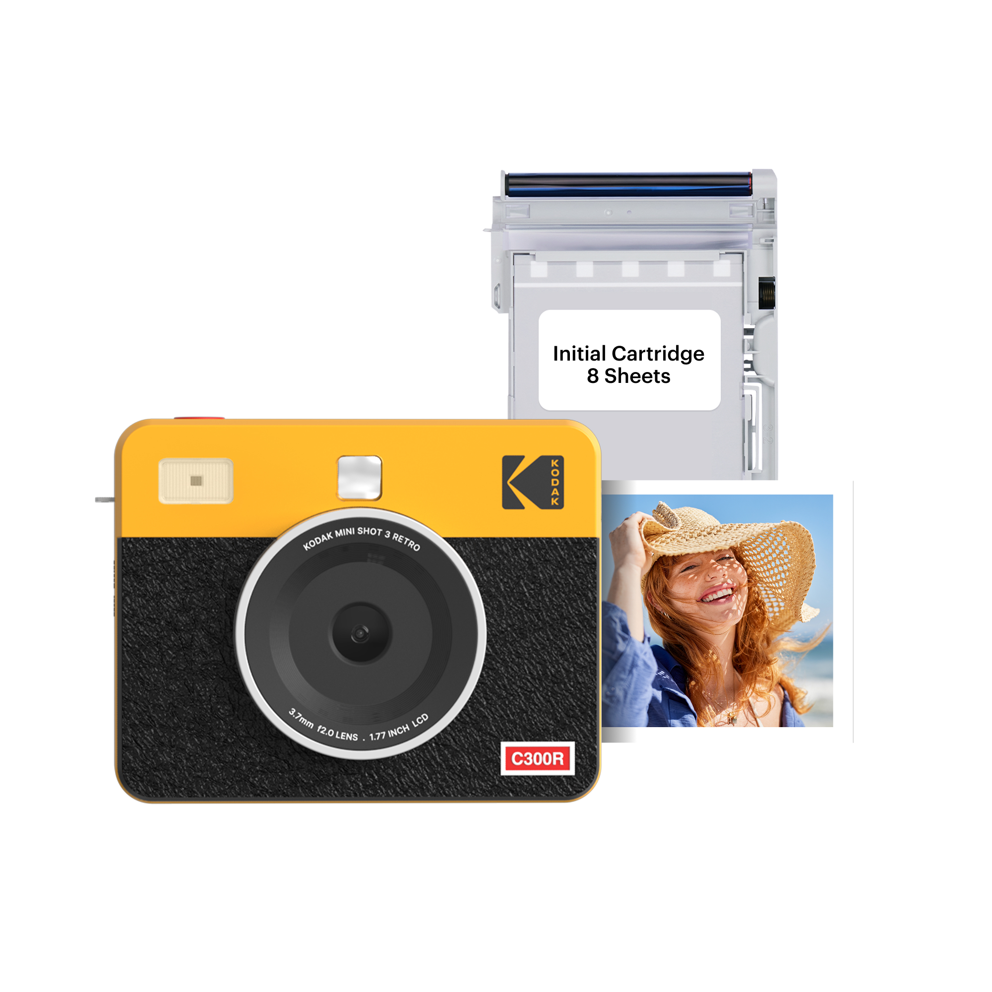 C300R_Main_04 KODAK Mini Shot 3 Retro C300R Instant Camera and Printer - Yellow
