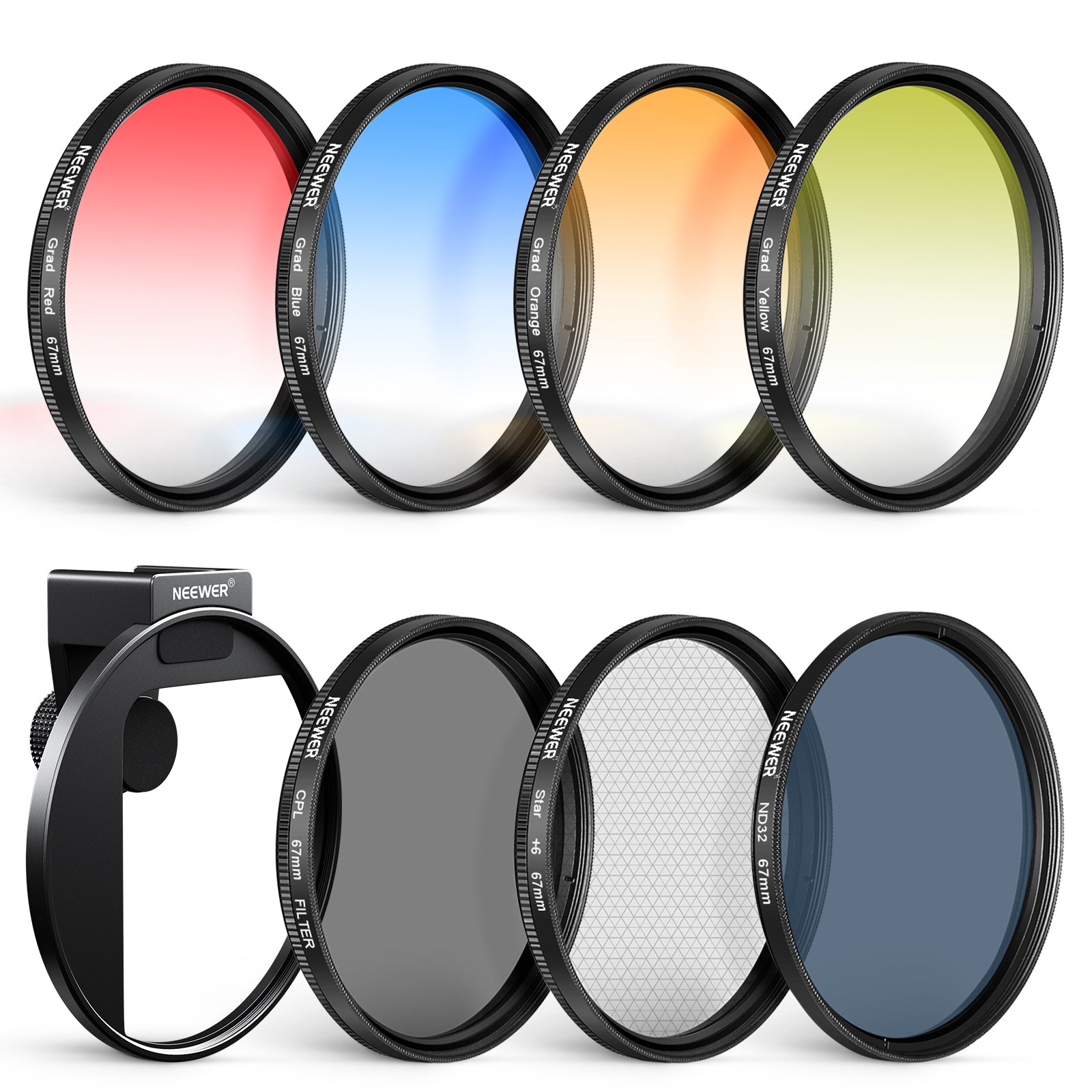 NEEWER FL-P4 67mm Clip-On Phone Lens Filter Kit NEEWER FL-P4 67mm Clip-On Phone Lens Filter Kit