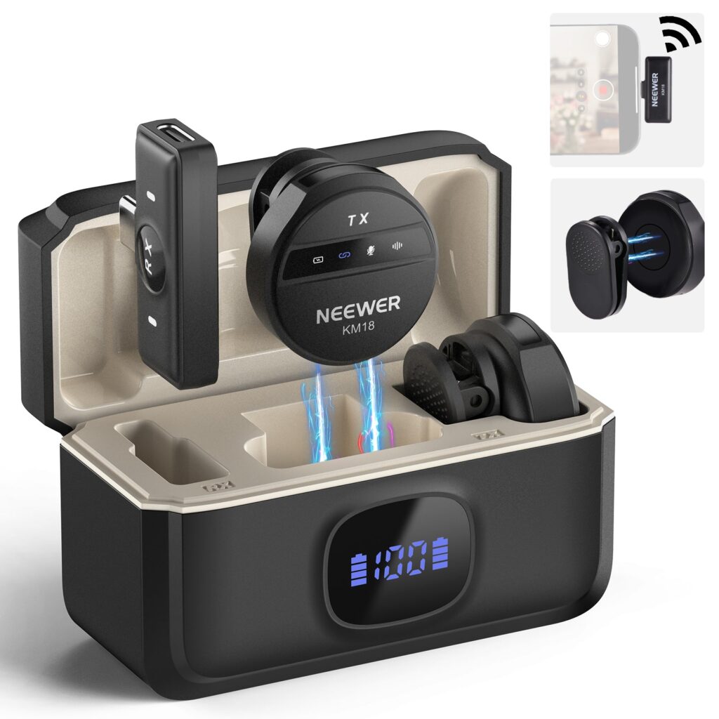NEEWER KM18 Wireless Button Lavalier Microphone for USB-C Phone & PC